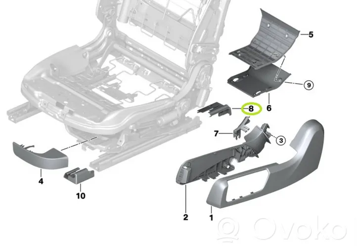 BMW 4 F32 F33 Rivestimento del binario sedile anteriore del passeggero 7398776