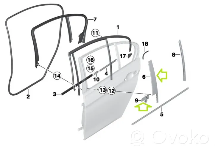 BMW 3 F30 F35 F31 Altro elemento di rivestimento della portiera posteriore 7263380