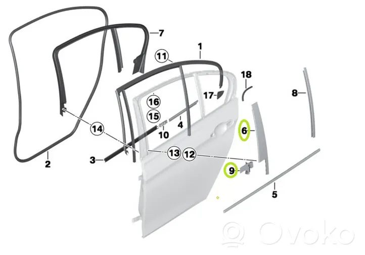 BMW 3 F30 F35 F31 Autres éléments de garniture de porte arrière 7258308