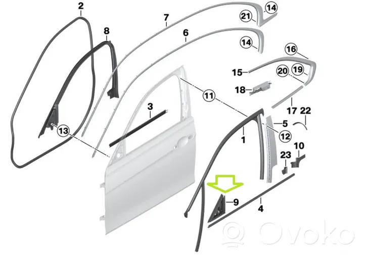 BMW 3 F30 F35 F31 Element lusterka bocznego drzwi przednich 7352232