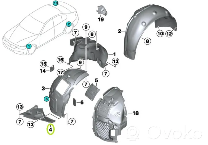 BMW 4 F32 F33 Подкрылок 8054552