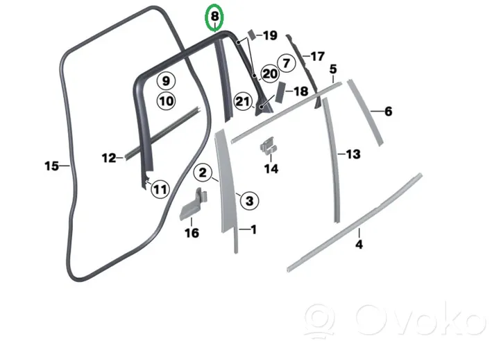 BMW X3 F25 Rear door glass trim molding 7205606