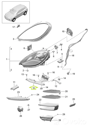 Porsche Macan Headlight/headlamp mounting bracket 95B941122B