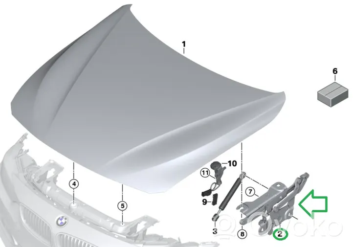 BMW 4 F32 F33 Charnière, capot moteur 7336700