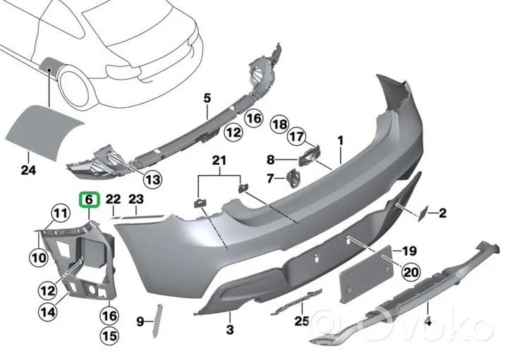 BMW 2 F22 F23 Mocowanie narożnika zderzaka tylnego 7285534