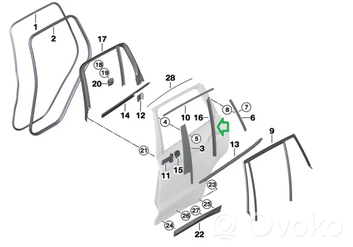 BMW X3 G01 Listwa / Uszczelka szyby drzwi tylnych 7410048