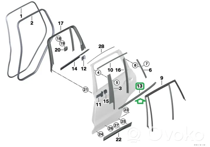 BMW X3 G01 Takaoven lasin muotolista 7410040