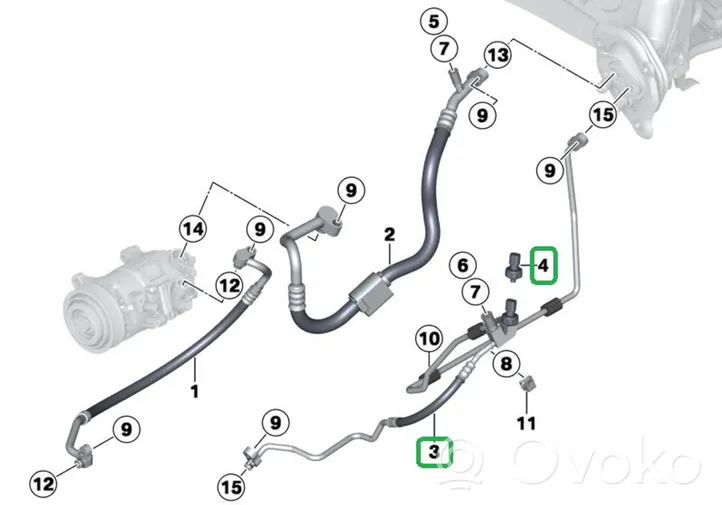 BMW 3 F30 F35 F31 Oro kondicionieriaus vamzdelis (-ai)/ žarna (-os) 9364649