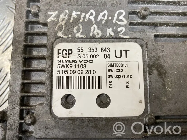 Opel Zafira B Calculateur moteur ECU 55353843