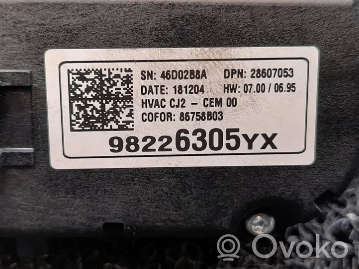 Opel Crossland X Panel klimatyzacji 98226305YX