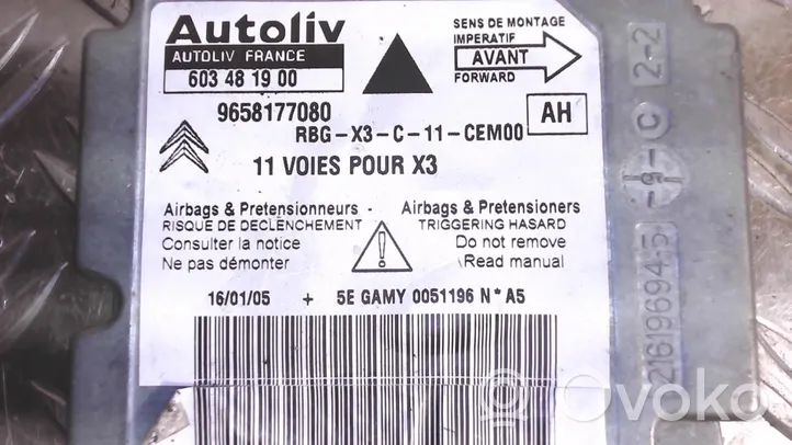 Citroen Berlingo Module de contrôle airbag 9658177080