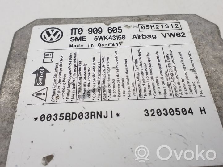 Volkswagen Touran II Oro pagalvių valdymo blokas 1T0909605