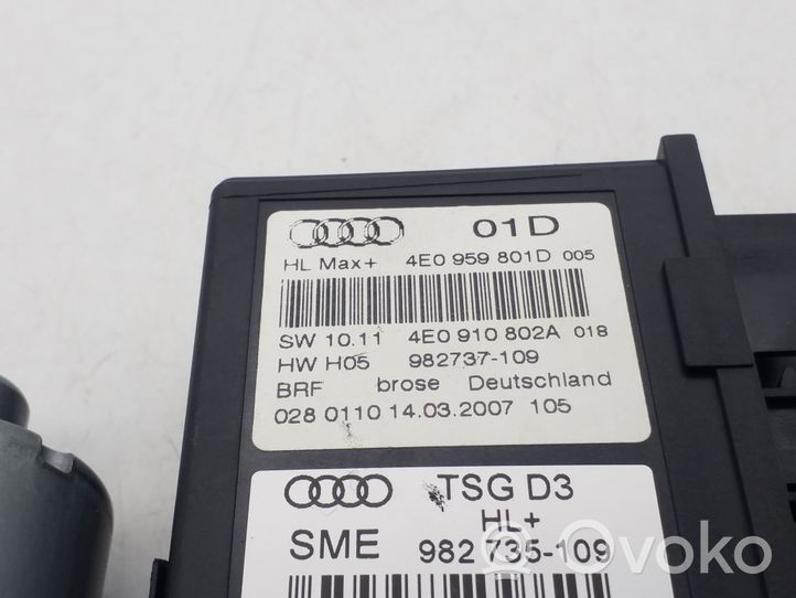 Audi A8 S8 D3 4E Takaoven manuaalinen ikkunan nostin 4E0959801D