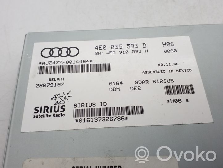 Audi A8 S8 D3 4E Controllo multimediale autoradio 4E0035593D