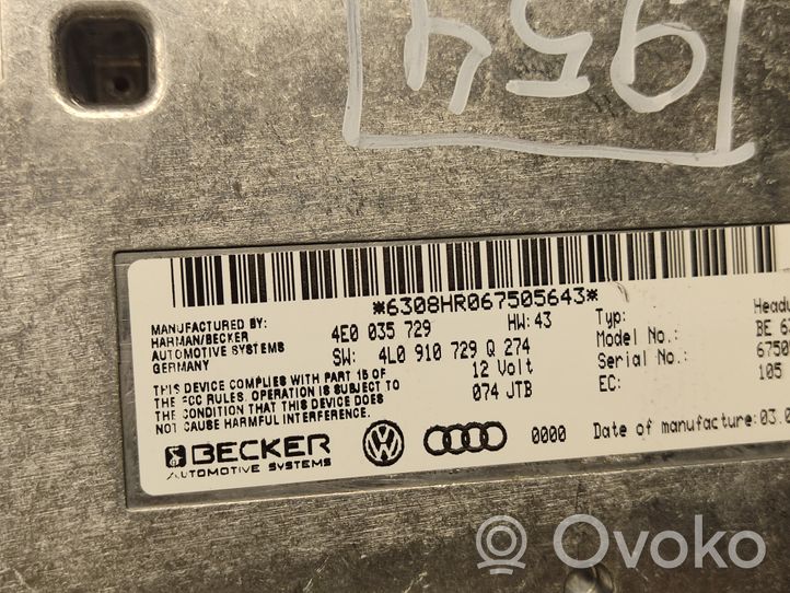 Audi Q7 4L Multimedijos kontroleris 4E0035729