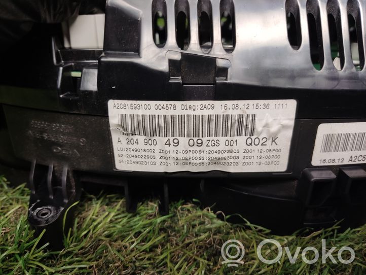 Mercedes-Benz C W204 Tachimetro (quadro strumenti) A2049004909