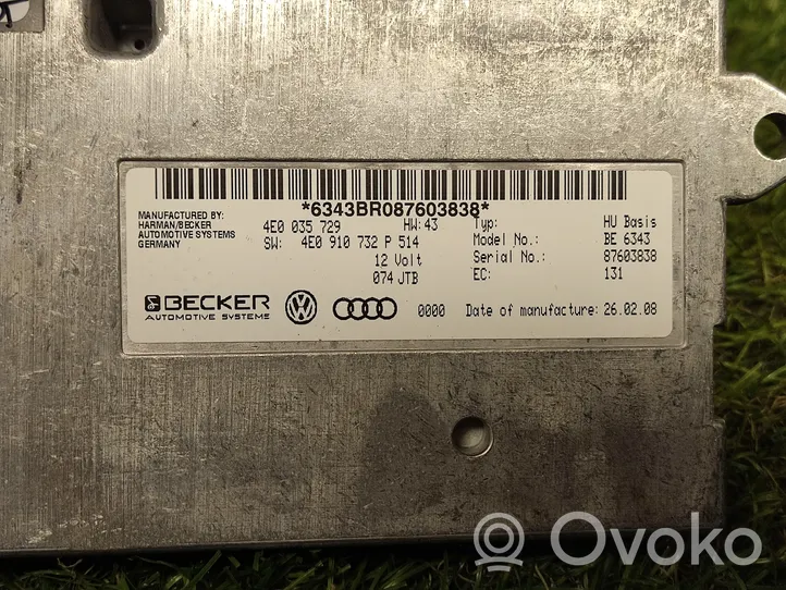 Audi A8 S8 D3 4E Console centrale, commande de multimédia l'unité principale 4E0035729