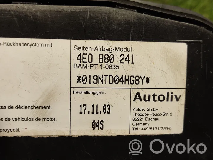 Audi A8 S8 D3 4E Airbag sedile 4E0880241