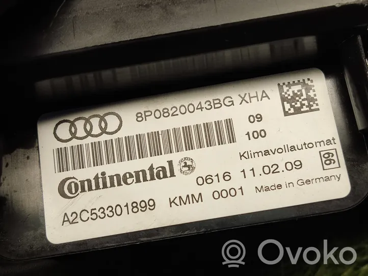 Audi A3 S3 A3 Sportback 8P Centralina del climatizzatore 8P0820043BG