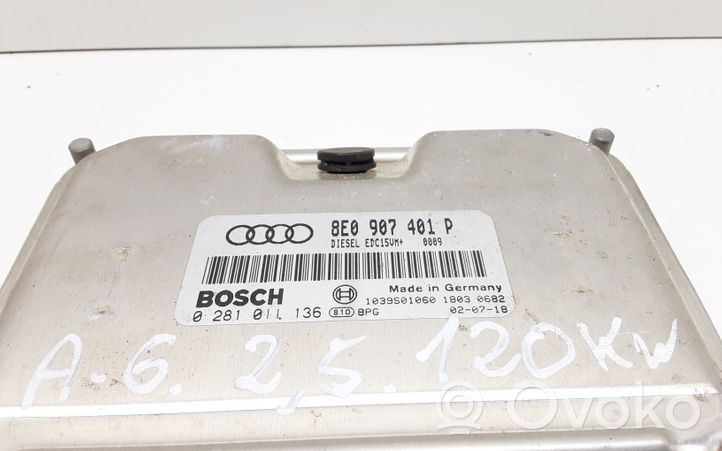 Audi A6 S6 C5 4B Moottorin ohjainlaite/moduuli 0281011136