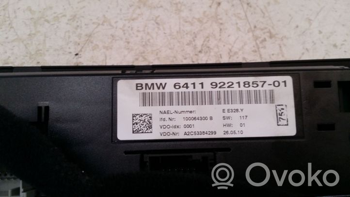 BMW 3 E90 E91 Ilmastoinnin ohjainlaite 9221857