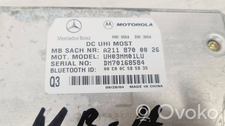 Mercedes-Benz A W169 Bluetoothin ohjainlaite/moduuli A2118700026