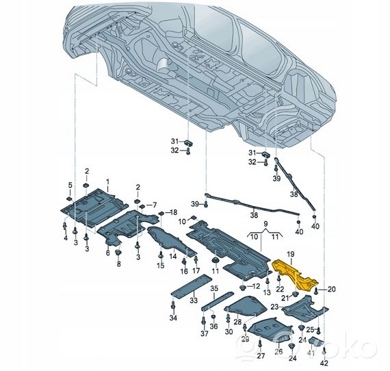 Audi A8 S8 D5 Alustan takasuoja välipohja 4N4825216H