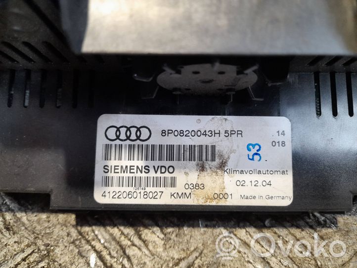 Audi A3 S3 8P Ilmastoinnin ohjainlaite 8P0820043H