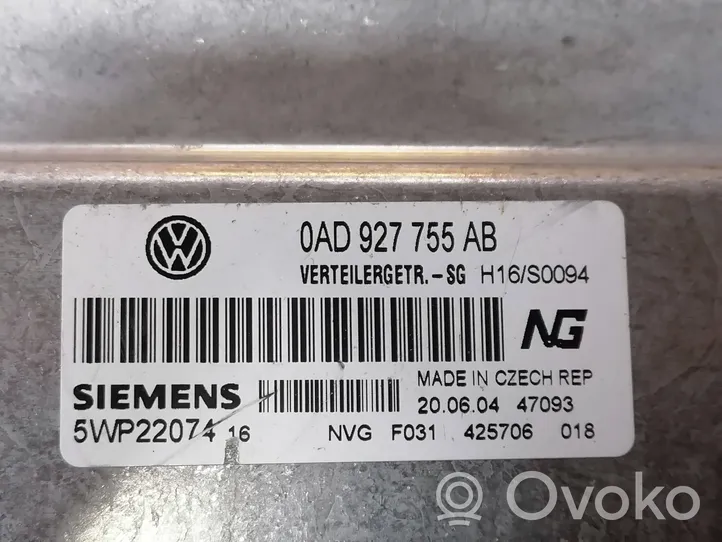 Volkswagen Touareg I Jakovaihteiston ohjainlaite 0AD927755AB