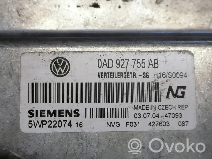 Volkswagen Touareg I Corps de soupape de boîte de vitesses 0AD927755AB