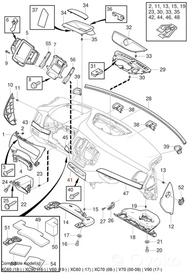 Volvo XC90 Ramka deski rozdzielczej 31366813