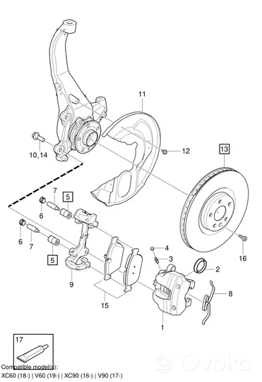 Volvo XC60 Front brake disc dust cover plate 31665559