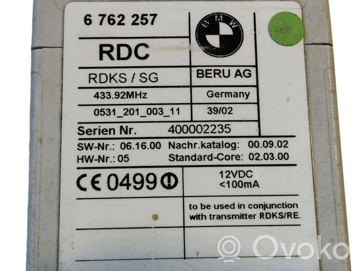 BMW 7 E65 E66 Sensore di pressione dello pneumatico 6762257