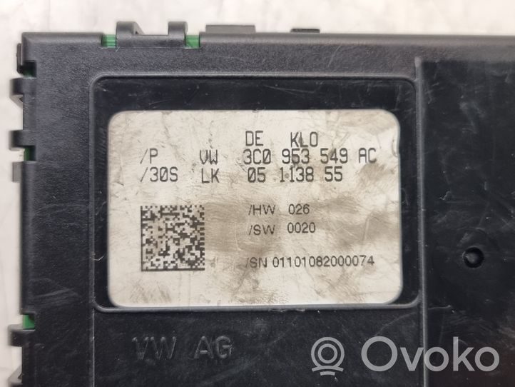 Volkswagen PASSAT B6 Ohjauspyörän kulma-anturi 3C0953549AC