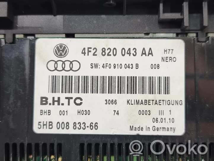 Audi A6 S6 C6 4F Ilmastoinnin ohjainlaite 4F2820043AA