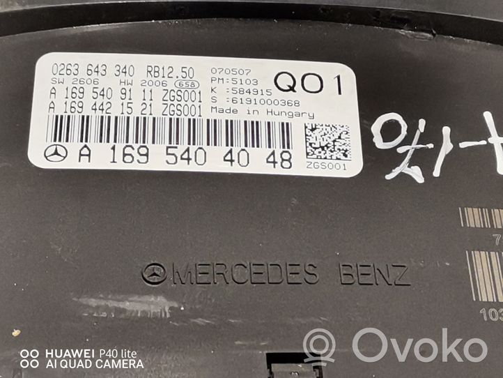 Mercedes-Benz A W168 Compteur de vitesse tableau de bord A1695409111