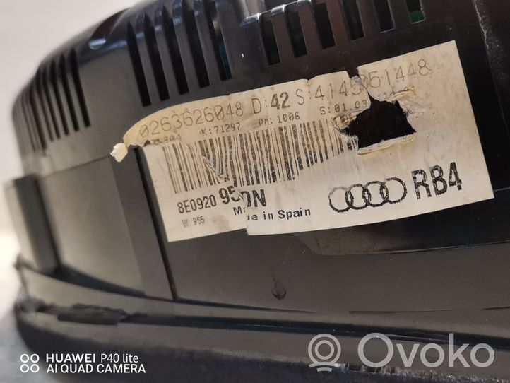 Audi A4 S4 B6 8E 8H Velocímetro (tablero de instrumentos) 0263626048