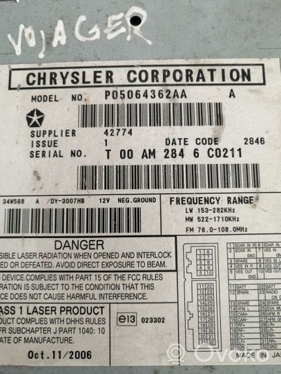 Chrysler Voyager Radio/CD/DVD/GPS-pääyksikkö P05064362AA