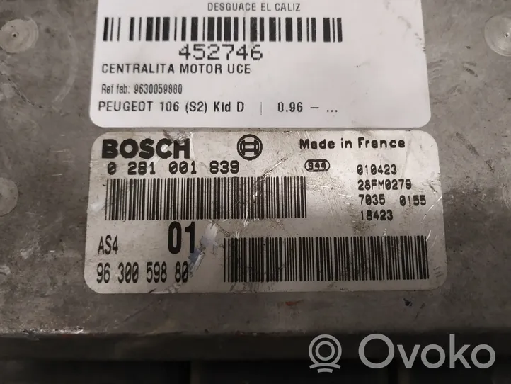 Peugeot 106 Centralina/modulo del motore 9630059880