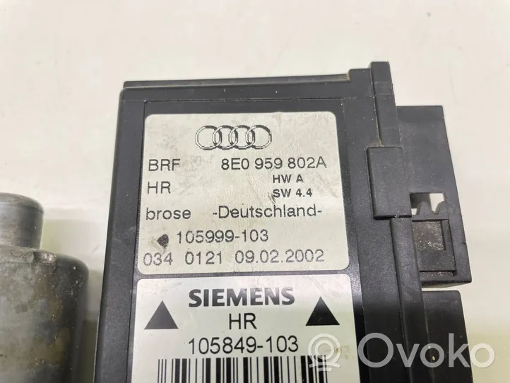 Audi A4 S4 B6 8E 8H Silniczek podnoszenia szyby drzwi tylnych 8E0959802A