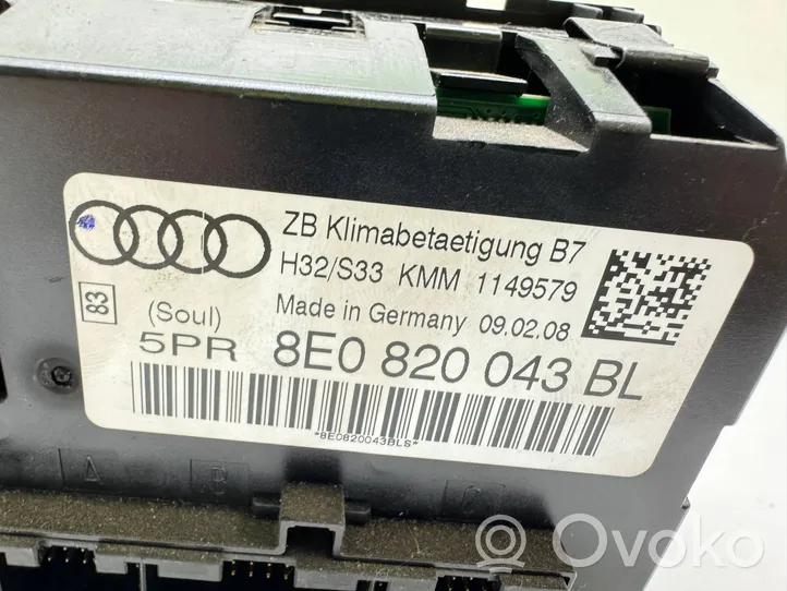 Audi A4 S4 B7 8E 8H Oro kondicionieriaus/ klimato/ pečiuko valdymo blokas (salone) 8E0820043BL