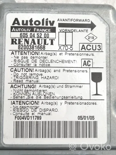 Renault Master II Centralina/modulo airbag 8200381668
