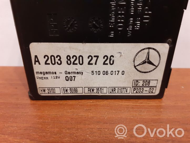 Mercedes-Benz C W203 Hälytyksen ohjainlaite/moduuli A2038202726