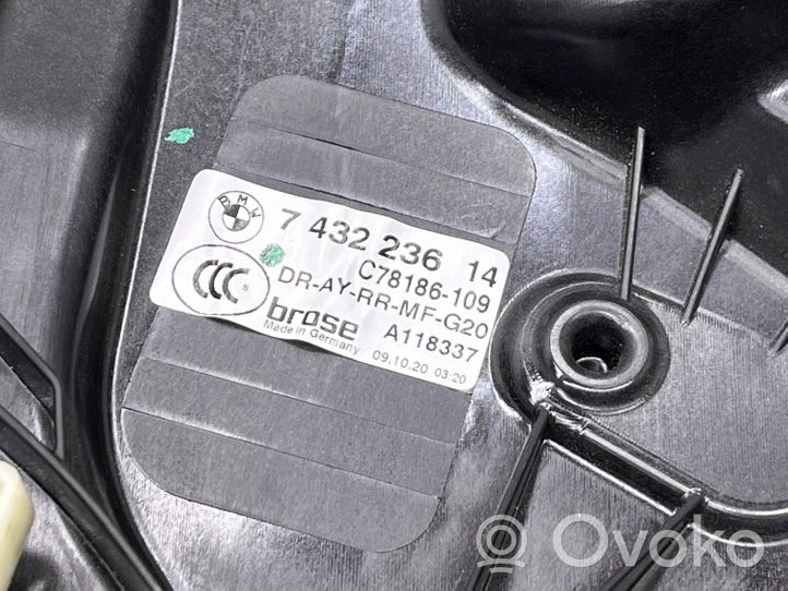 BMW 3 G20 G21 Elektryczny podnośnik szyby drzwi tylnych 7432236