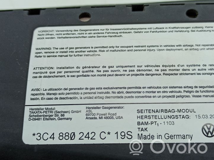 Volkswagen PASSAT B6 Poduszka powietrzna Airbag fotela 3c4880242c