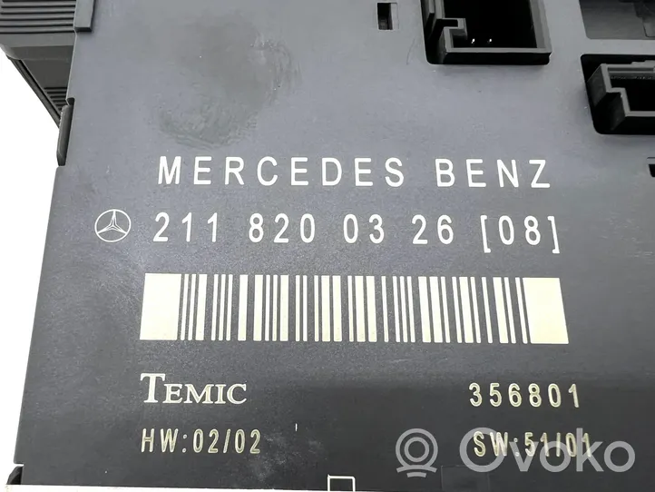 Mercedes-Benz E W211 Durų elektronikos valdymo blokas 2118200326