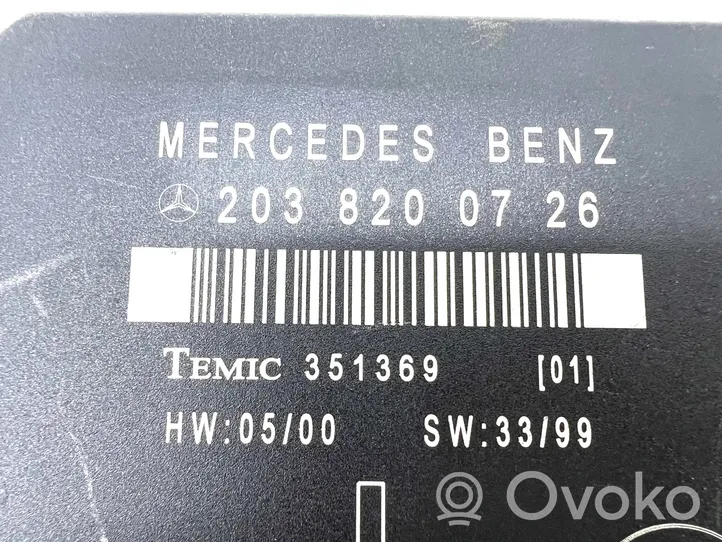 Mercedes-Benz C W203 Durų elektronikos valdymo blokas 2038200726