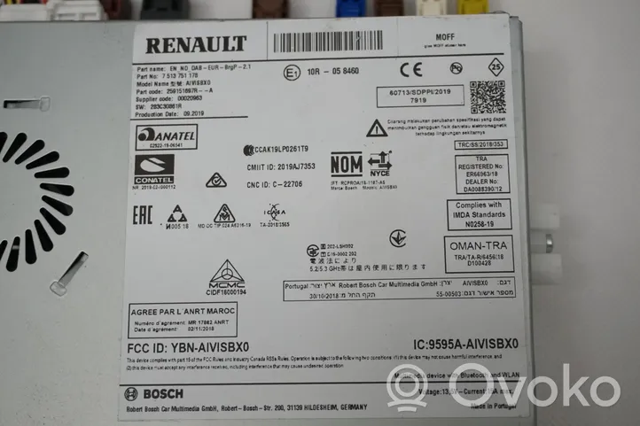 Renault Clio V Radio/CD/DVD/GPS-pääyksikkö 259151697R