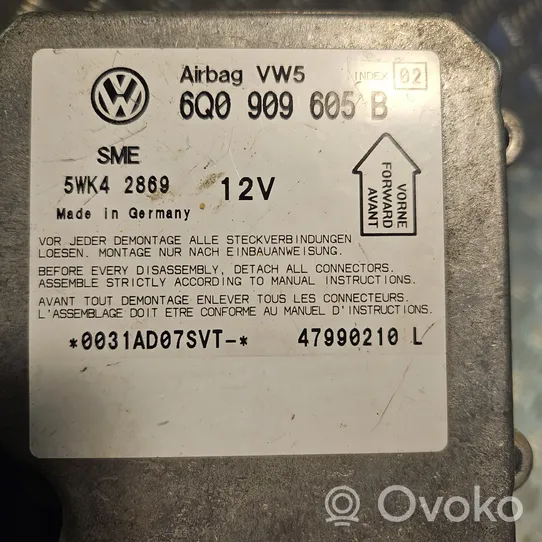 Volkswagen PASSAT B5 Turvatyynyn ohjainlaite/moduuli 6Q0909605B