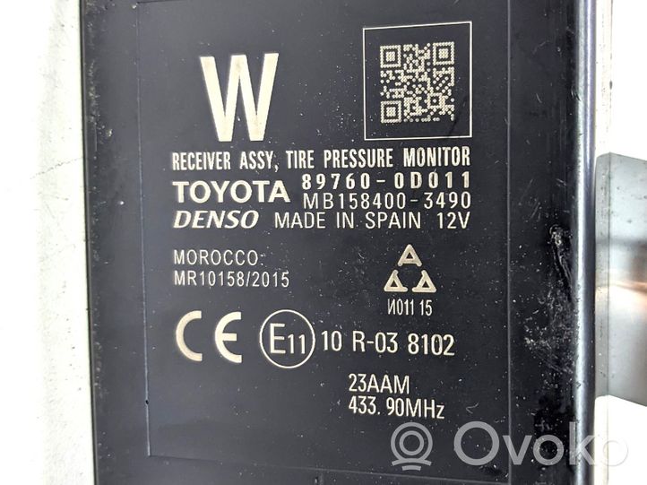 Toyota Yaris Module de pression des pneus 897600D011